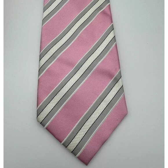 Donald J. Trump Signature Men's Pink Striped Silk Tie Length 59.5" Width 3.5" - Picture 4 of 5